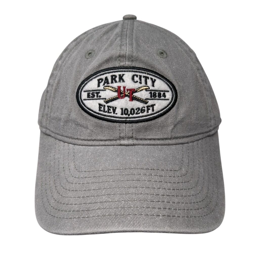 Park City Est 1884 Elev. 10,026Ft Slideback Hat Gray OS Adjustable 6 Panel Gear